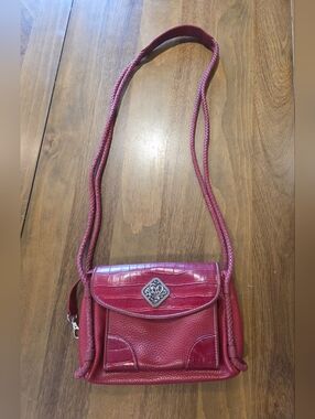 Coldwater Creek Red Leather Purse Silver Accent Shoulder Bag Reptile Style Med